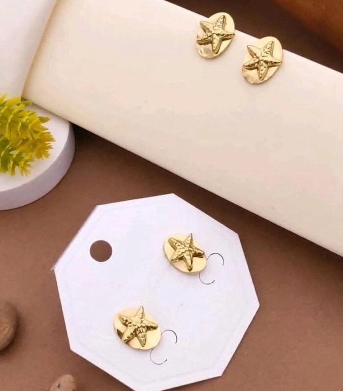 Golden Starfish Stud Earrings