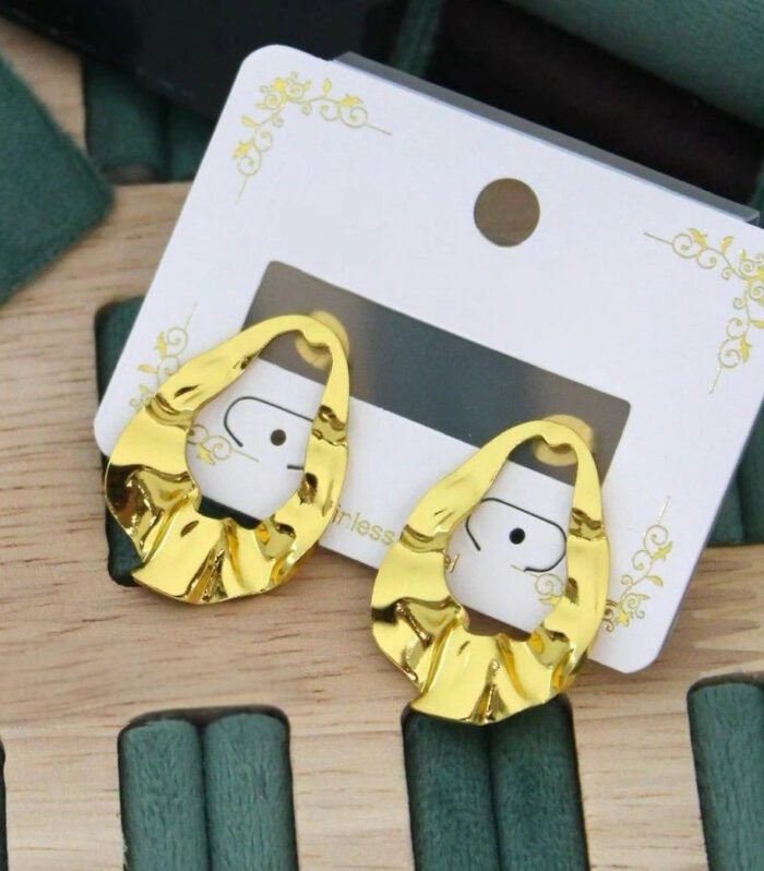 Golden Ripple Statement Earrings