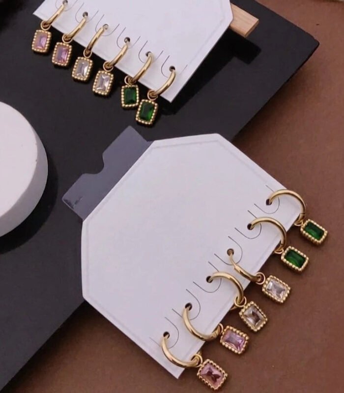 Vintage Gem Charm Hoop Earrings