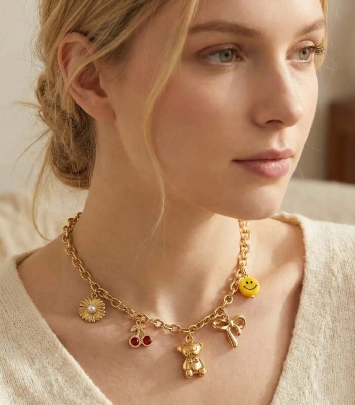 Sunny Charm Gold Charms Necklace