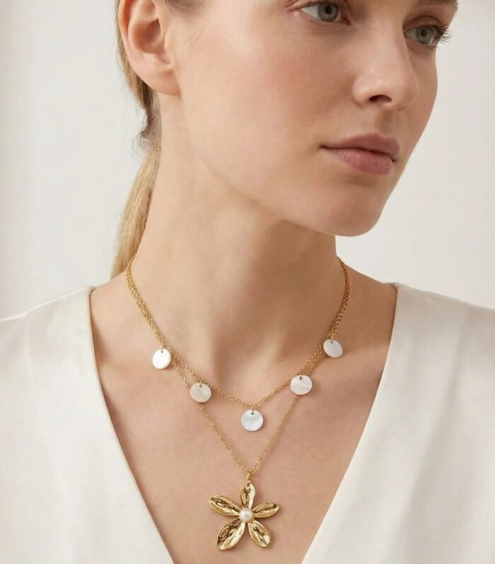 Bloom Petal Charm Layered Necklace