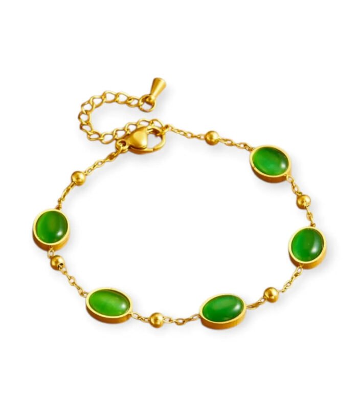 Elegant Anti-tarnish Green Gem Bracelet