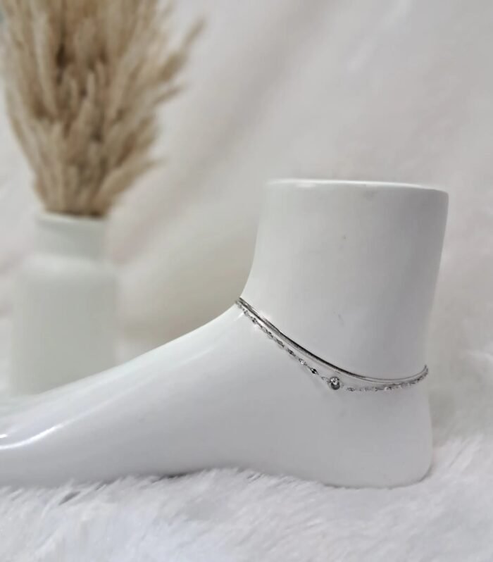 Silver Bright Simple Anklet