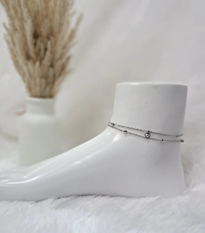 Anklet Silver Ball Chain Foot Statement