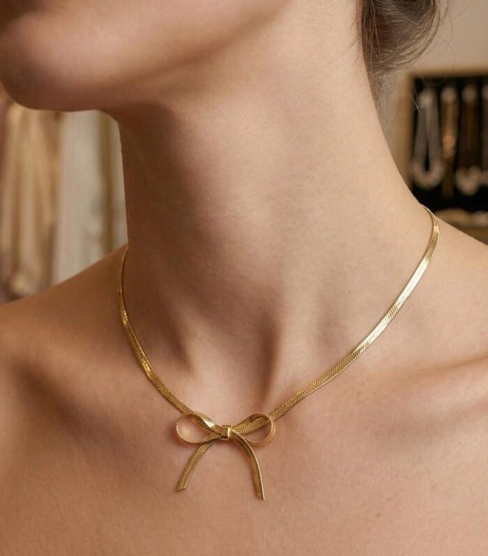 Aurielle Golden Bow Necklace