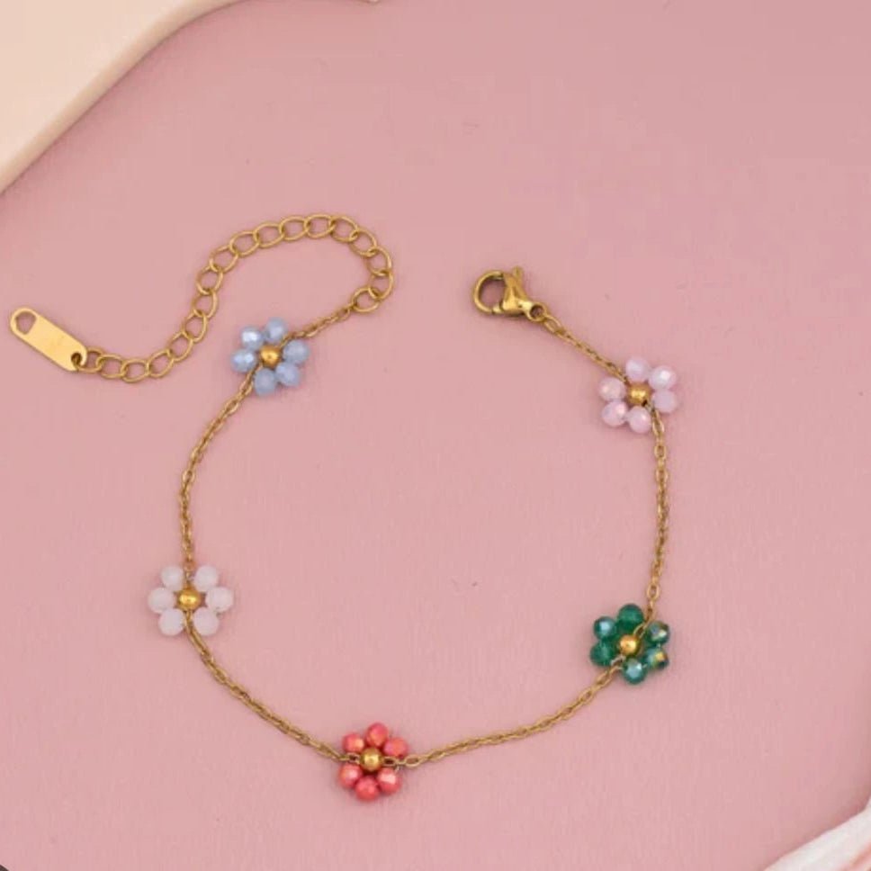 Colorful Floral Bead Bracelet