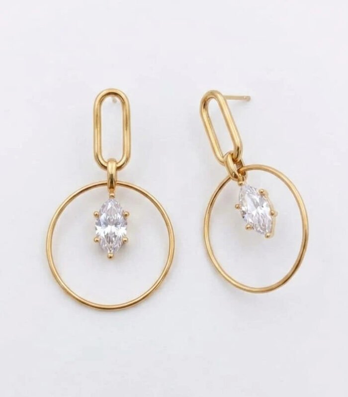 Crystal Orbit Drop Earrings