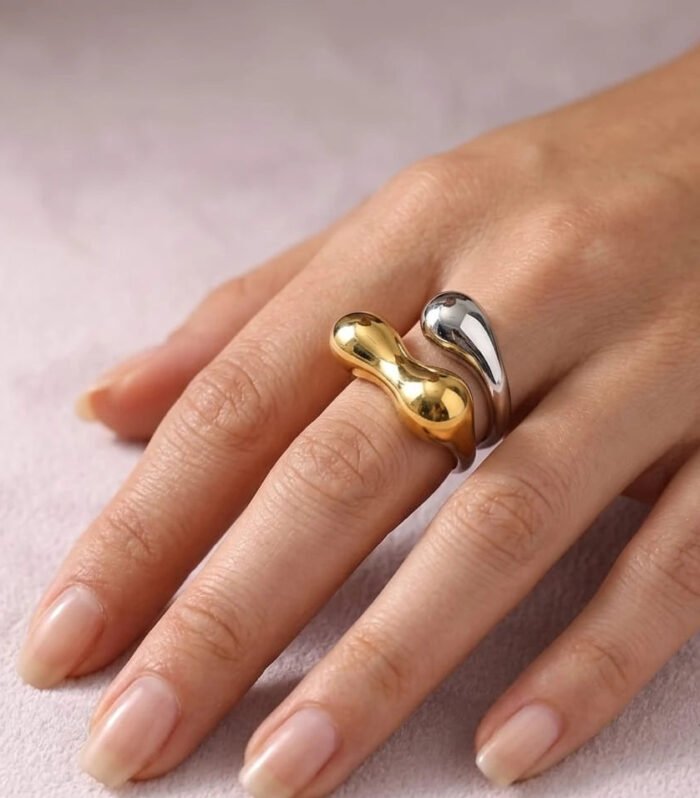 Dual Blob Modern Statement Ring