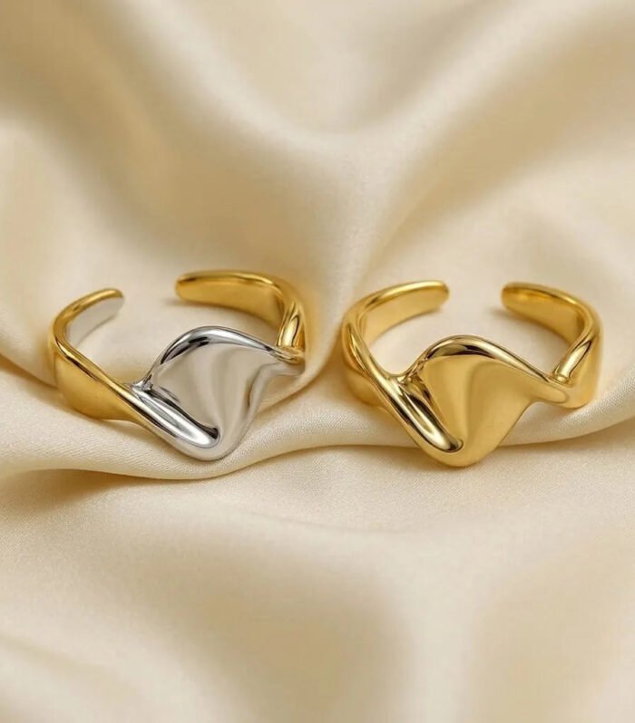 Dual-Tone Wave Cuff Ring