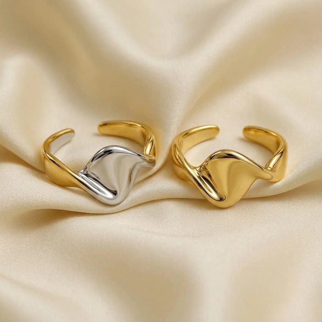 Dual-Tone Wave Cuff Ring