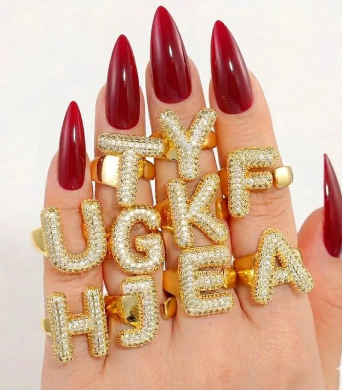 Gold Initial Letter Statement Ring