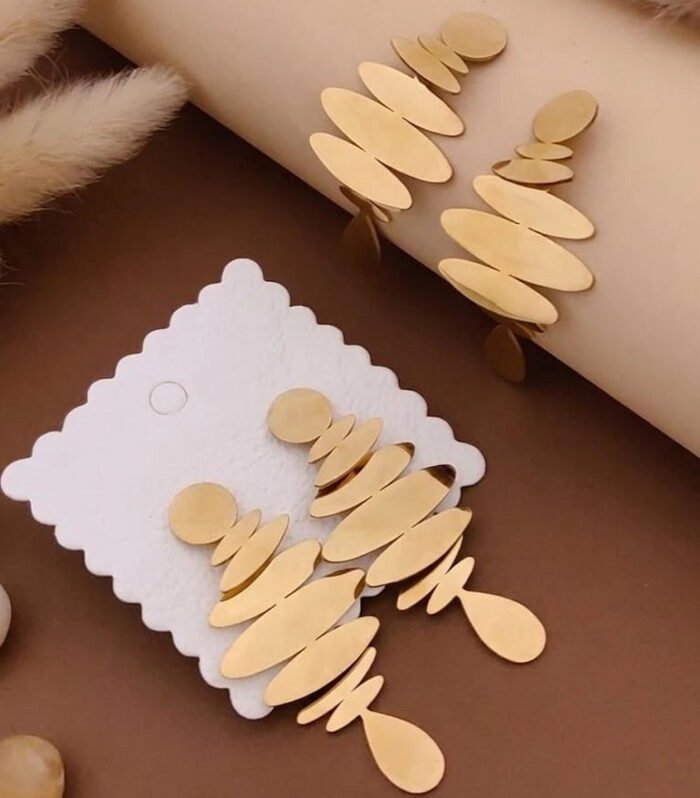 Golden Layered Disc Statement Earrings