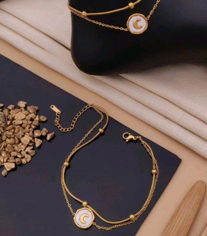 Golden Crescent Emblem Anklet