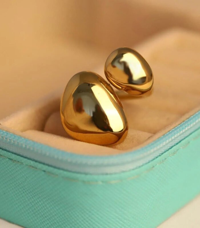 Golden Dual Oval Dome Ring