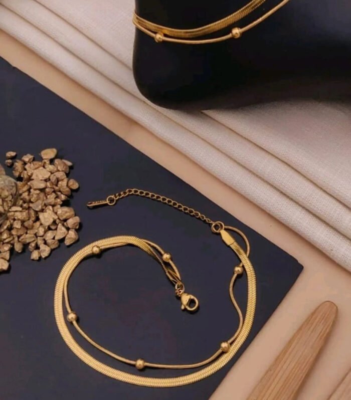 Golden Harmony Snake Bead Anklet