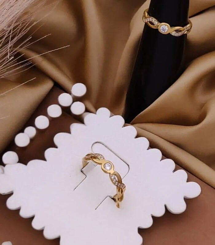 Golden Twist Crystal Accent Ring