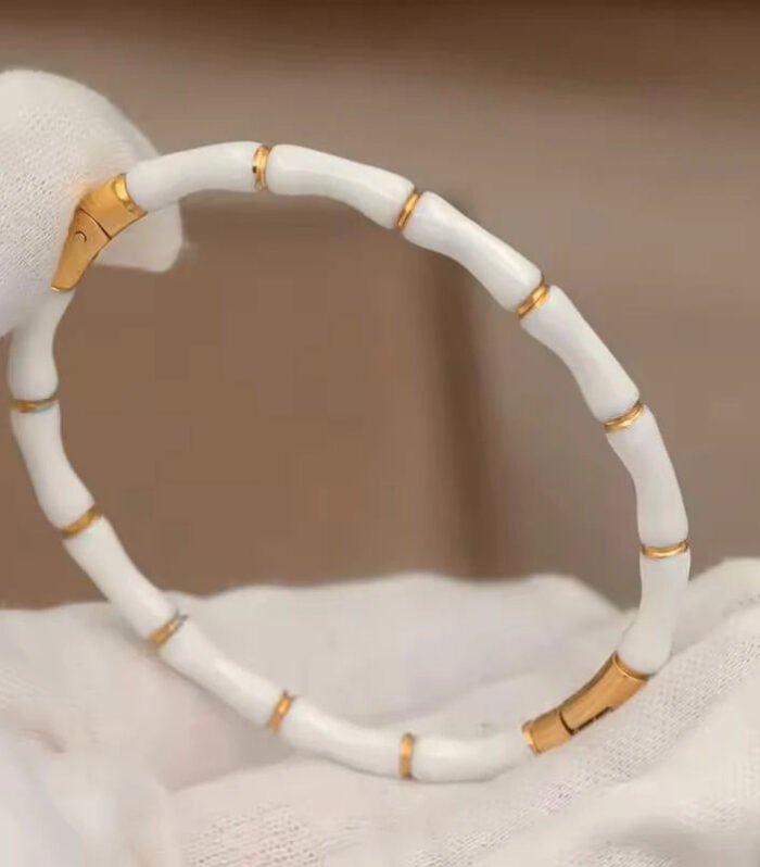 Bamboo Elegance Gold Kada (Black & White Variants)