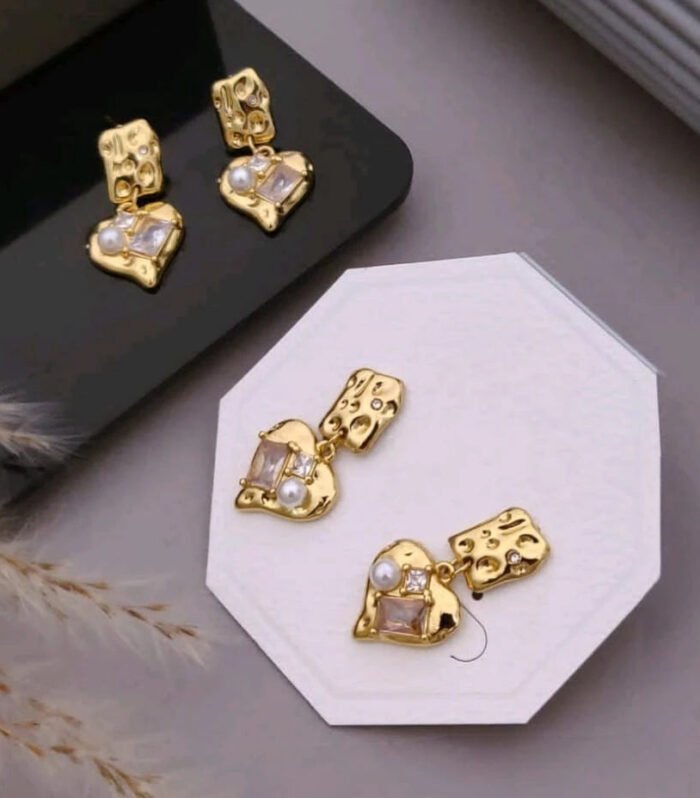 Luxe Heart Charm Drop Earrings
