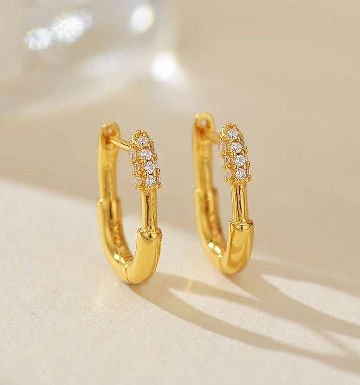 Luxury Golden Crystal Hoop Earrings
