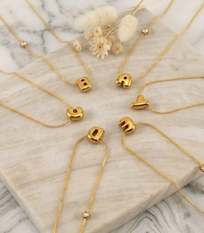 Minimal Gold Alphabet Charm Necklace