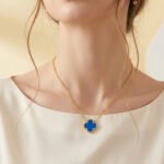 Sapphire Clover Charm Necklace