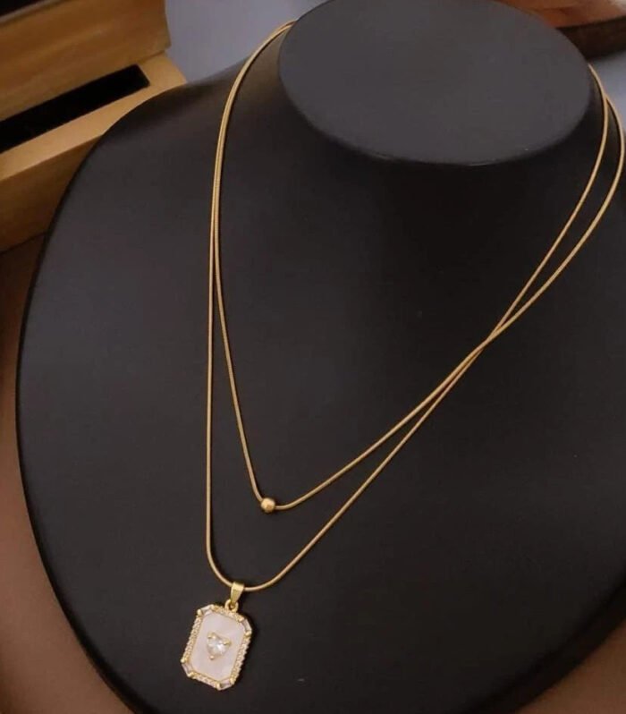 Seraphina Pearl Frame Layered Necklace