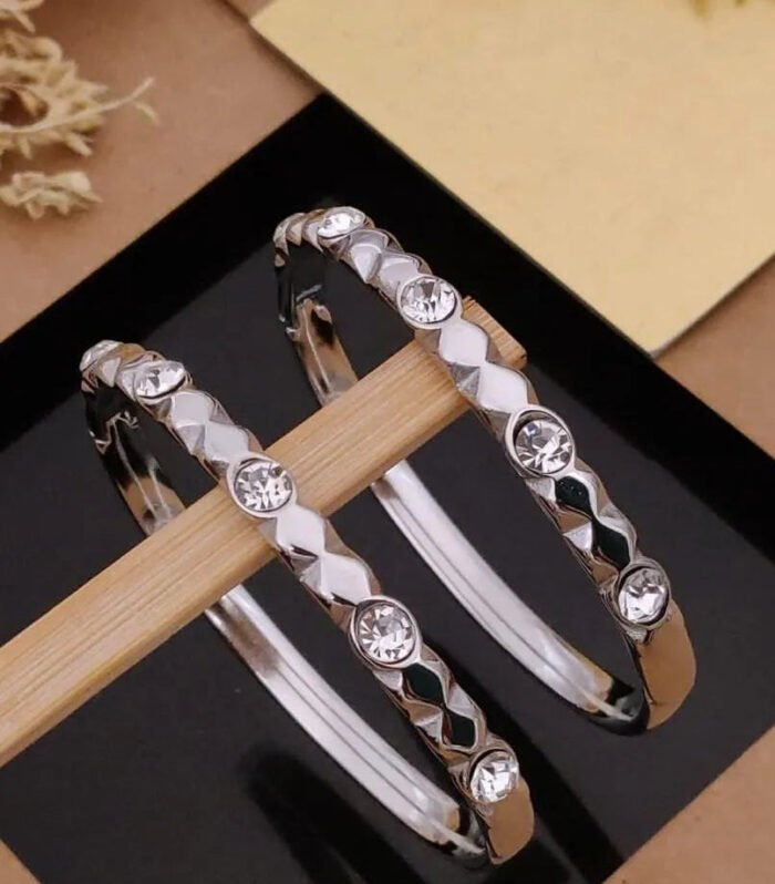 Silver Diamond Studded Kada