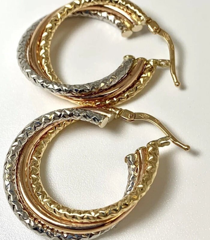 Tricolor Textured Hoop Earrings