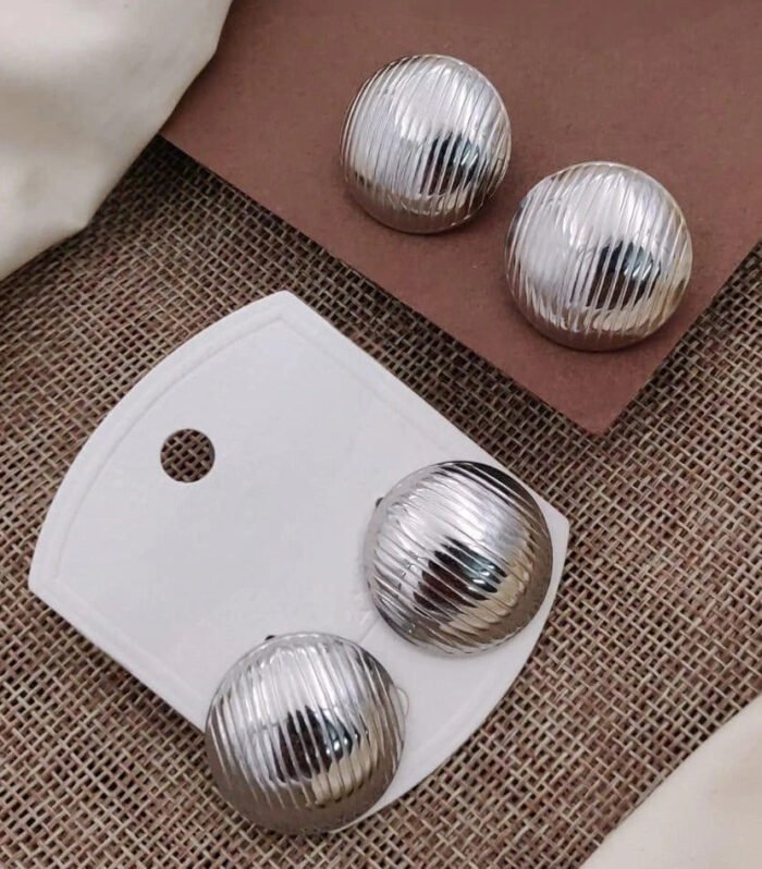 Vintage Silver Dome Stud Earrings