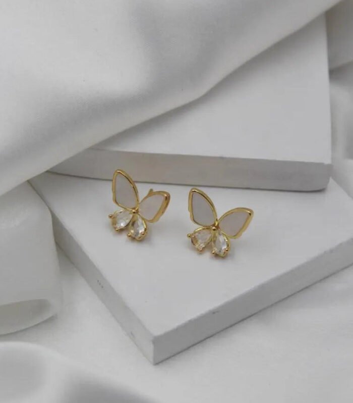Delicate Butterfly Crystal Stud Earrings