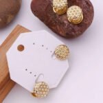 Antitarnish Gold Dome Crystal Stud Earrings