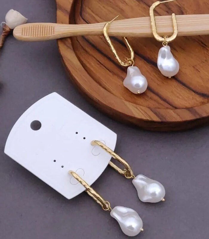 Elegant Gold-Plated Pearl Drop Earrings