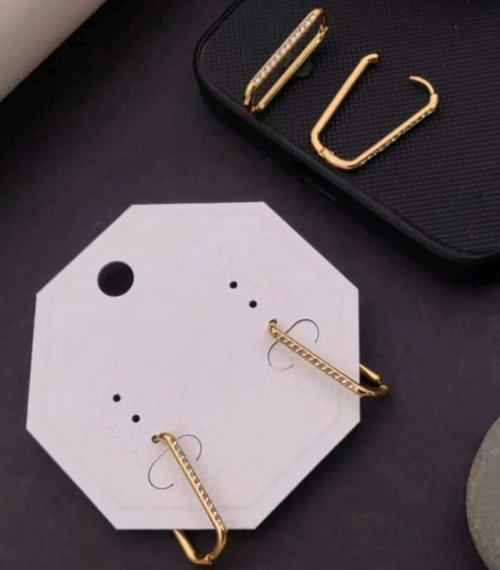 Diamond-Cut Linear Hoop Earrings